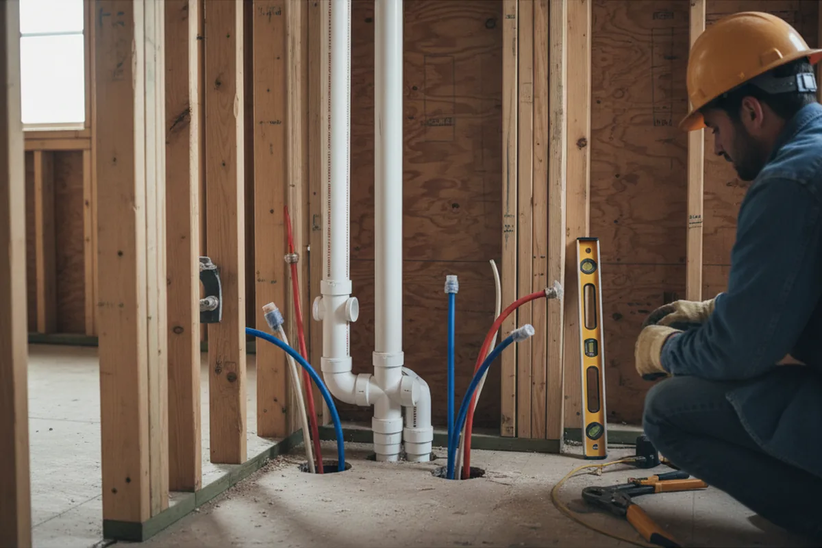 Drain and supply rough-in during Drain Cleaning in Protem
