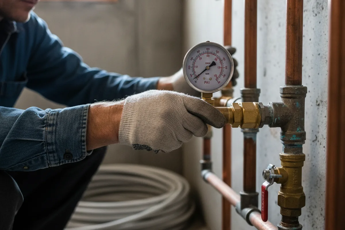 Pressure testing a repaired line during Water Line Repair in Protem